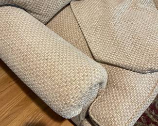 A7 - $175. Sherrill Furniture Upholstered Couch. Very comfortable! Measures 80" long x 40" deep x 35" tall. (NOT stained - just shadows in the photos)