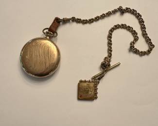 J25 - $125. Gold Filled Pocket Watch. Hamilton 21 Jewels. Model 992. Double Roller, 5 position, Monogrammed PWW.