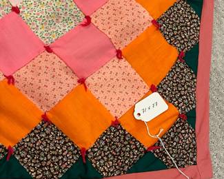 B7 - $50. Vintage "Trip Around the World" Quilt. Measures 71" x 77".