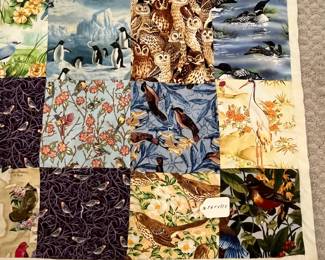 B5 - $40. Vintage Bird-Fowl Patchwork Quilt. Measures 56.5" x 81.5".