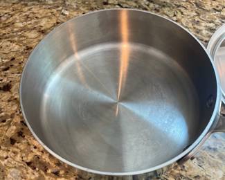 K4 - $20. All-Clad Stainless Pot with lid. 2 Qt. Shallow Pot 2.5" tall. (not D5)
