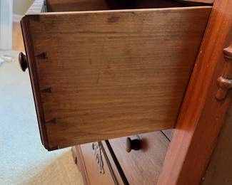 B27 - $125. Antique 3 Drawer Wash Stand. Measures 30.5" wide x 16" deep x 35.5" tall. All drawers slide easily. Minor separation on the left side front - see photo. Not a huge deal unless you're looking for issues.