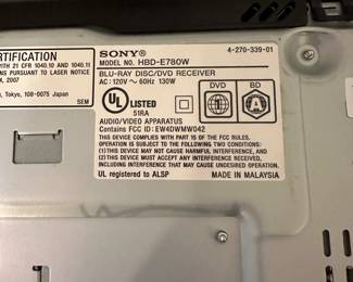 B19 - $50. 2011 Sony Blu-Ray & Speaker System.