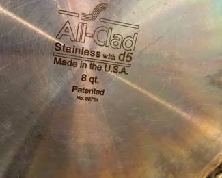 K3 - $100. All-Clad D5 Stainless 8 Qt. Pot with Lid.