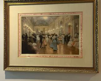 B1 - $60. Victor Gilbert "An Elegant Soiree" Framed and Matted Print. Measures 44.5" x 34"