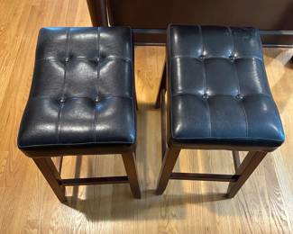 K20 - $45. PAIR of Counter Height Stools. Measures 20" x 14" x 25.5" tall. Both sturdy and show very minimal signs of wear.