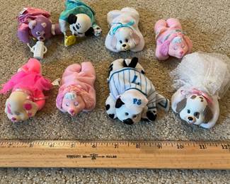 C14 - $55. Vintage Puppy Surprise Sleep N Surprise Lot of 8 Puppies and 8 Sleeping Bags