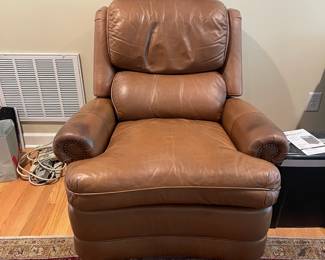 A8 - $125. Motioncraft Leather Recliner. No rips but there is some staining on the arms. Measures 38" wide x 40" deep x 39" tall.
