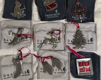 B42 - $55. Danforth Pewter Ornaments Lot 2. 9 Pieces