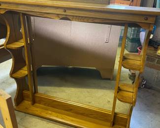 G25 - $75. 6 Drawer Dresser with Mirrored Hutch. No name. Measures 48" wide x 18" deep x 32" tall. Hutch measures 42" wide x 7" deep x 38" tall. Drawers all slide.