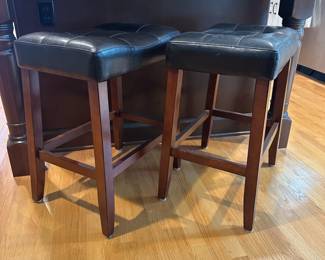 K20 - $45. PAIR of Counter Height Stools. Measures 20" x 14" x 25.5" tall. Both sturdy and show very minimal signs of wear.