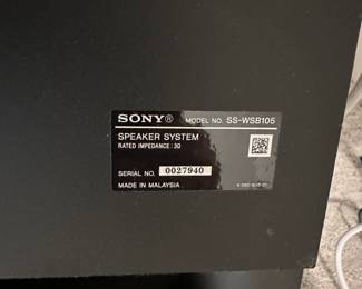 B19 - $50. 2011 Sony Blu-Ray & Speaker System.