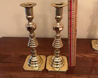 A29 - $35 a PAIR. Rt. Pair Available. Baldwin Brass Candle Holders. Measures 9.75" tall.