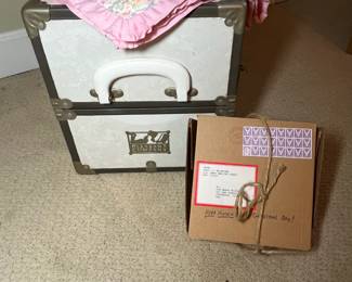 C21 - $550. American Girl Doll Molly McIntire - 1986. Pleasant Company Trunk. Outfits include Robe, Rain Slicker, Evergreen Velvet Dress, School Outfit, Plaid Dress, Striped Pajamas, Camp Outfit. Nurse doll in original box. Other shoes / accessories in drawers.