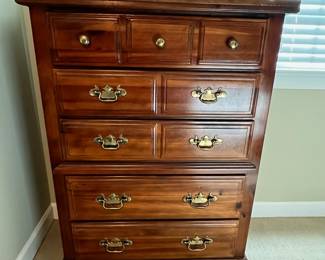 C38 - $75. Lenoir House Dresser. Measures 33.75" wide x 18" deep x 46" tall. Drawers all slide.