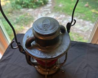 A45 - $40. L&N.E.R.R. Dietz Vesta Lantern with Red Globe.