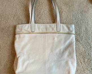 B28 - $40. Cream Leather Coach Audrey Tote. Measures 15.5" x 14". Excellent Condition.