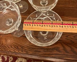 A32 - $150. Vintage Lenox Crystal Champagne Sherbet Glasses. "Charleston" Pattern. 12 pieces. 5 1/8" tall.