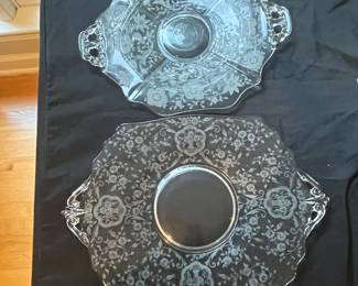 A30 - $35. Vintage Cambridge Diane and Wildflower Platter Set of 2.