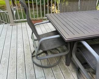 Y3 - $1,250. Tropitone Amici Aluminum Dining Table with 6 Rocking / Swivel Chairs. Everything is in good condition. No holes in chairs but they are a bit sun worn - same with the table. Great brand!