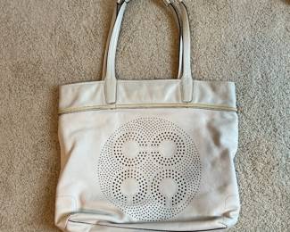 B28 - $40. Cream Leather Coach Audrey Tote. Measures 15.5" x 14". Excellent Condition.