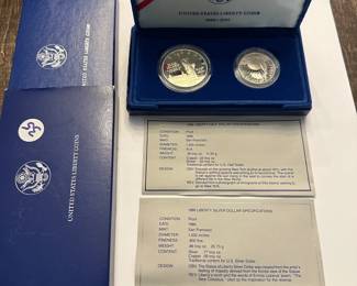 J32 - $35. 1986 Proof Liberty Half Dollar & Liberty Silver Dollar