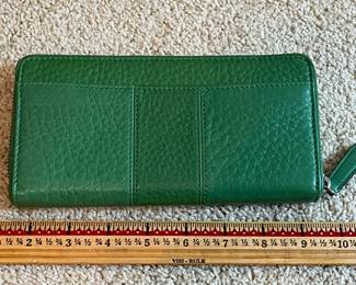 B31 - $50. Rare Green Leather Coach Op Art Wallet