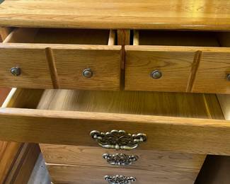 G27 - $50. 6 drawer dresser - no name brand. Measures 32" wide x 18" deep x 46" tall.