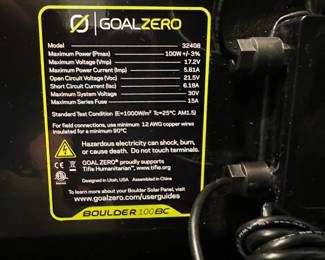 L4 - $1450. Yeti 3000 Goal Zero Power Station. Includes Goal Zero Boulder 100 Briefcase (solar panels).