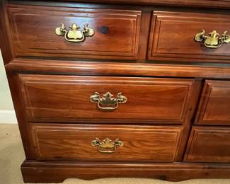 C39 - $75. Lenoir House Dresser with Mirror. Measures 57" wide x 18" deep x 70.25" tall (with mirror). Mirror is 48" x 38.25".