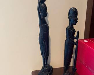 A21 -$35. Pair of Carved Wood Figures.