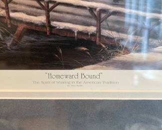A14 - $40. "Homeward Bound" framed print. Measures 24.5" wide x 17" tall. Terry Redlin.