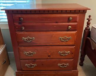 B24 - $30. Nice Basic 4 Drawer Dresser. Measures 34.5" wide x 17.5" deep x 37.5" tall. All drawers slide. Frame seems to be wood but drawers are pressed wood.