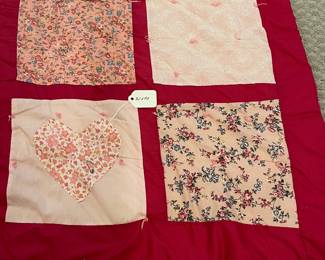 B8 - $30. Vintage Heart Patchwork Quilt. Measures 72" x 80".