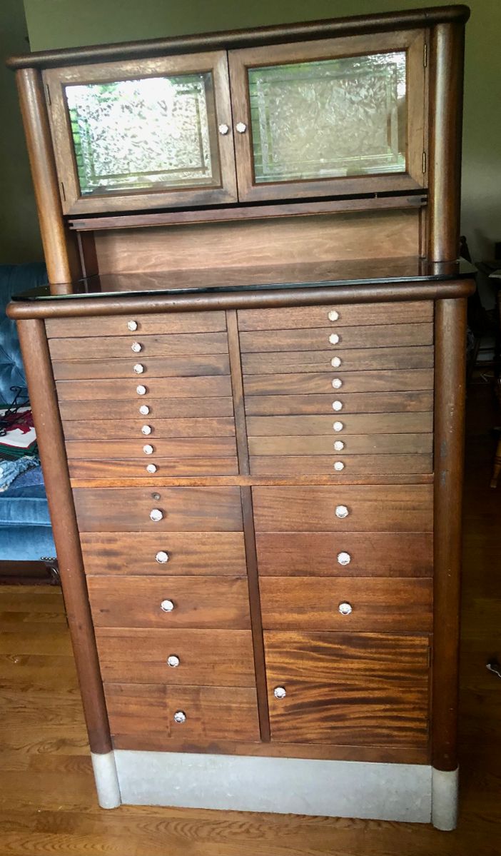 Beautiful Dentist's Cabinet of Mahogany & Marble