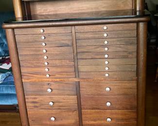 Beautiful Dentist's Cabinet of Mahogany & Marble
