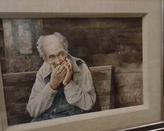 Original Watercolor By Hubert Shuptrine
Title. The Harmonica Man