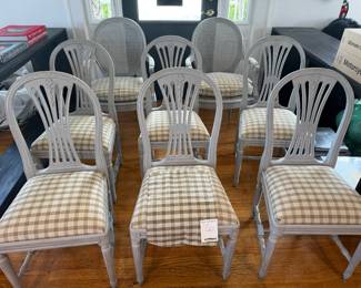 Set of 8 Swedish dining chairs - 2 arm, 6 side