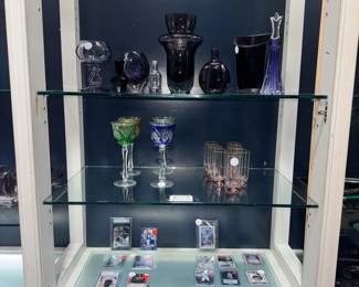 Purple Art Glass, Waterford, Colored Crystal Glasses and Trading Cards Orlando Estate Auction