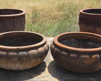Four Vintage TerraCotta Planters in Two Sizes for Designing Your Landscaping