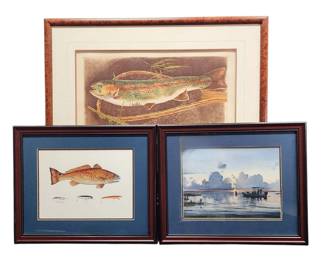 Three Framed Fishing Prints from Cowin and Butler Ready for your Man Cave