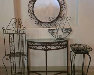 Iron Glass Patio Set Charming Pieces