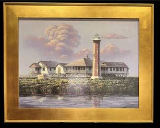Aransas Pass and Lydia Ann Lighthouse by artist Polzin