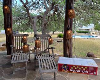 Terrace Accents Teak Wood Lounge Chairs And Lagoon Lights