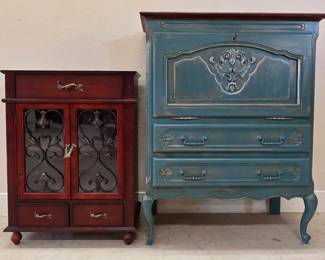 MCM Ornate Serving Bar Display Cabinet