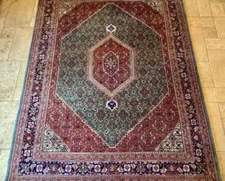 Large HandKnotted Oriental Rug of Burgundy and Green 8 x 10