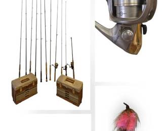 Vintage Fishing Gear Lot Tackle Boxes, Rods Reels Shimano, Penn, Daiwa, Plano More