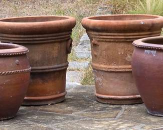 Four Large Stunning Vintage TerraCotta Garden Pots