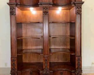Grand and Ornate Carved Wood China Cabinet Display Case