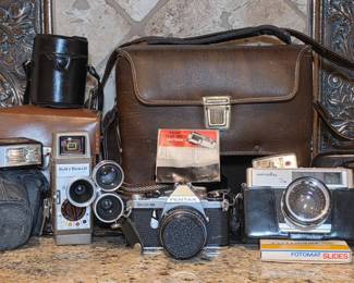 Vintage Camera Lot Pentax, Minolta, and Bell Howell with Accessories